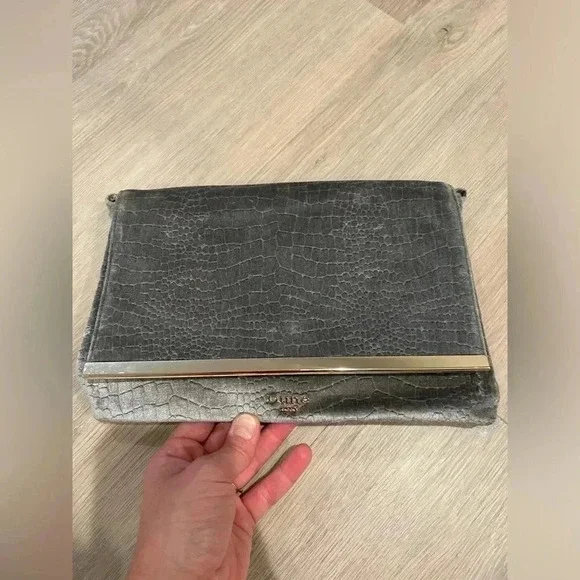 DUNE LONDON Gray Velvet Crossbody Bag - Picture 7 of 7